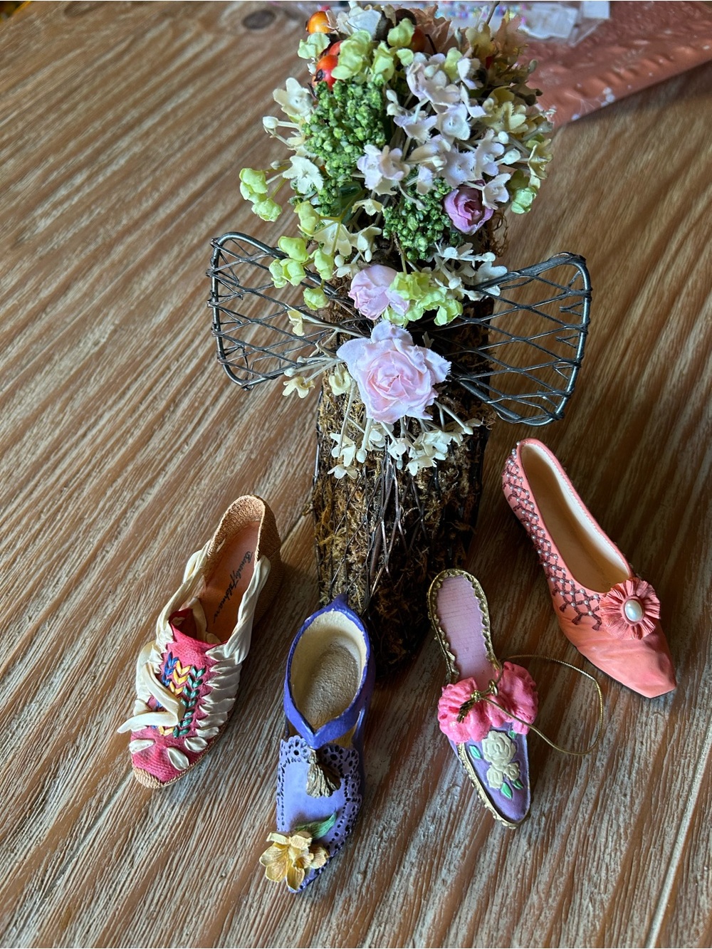 Decorative Miniature Dress Shoes Set in Pink, Coral, Purple, and Tan
